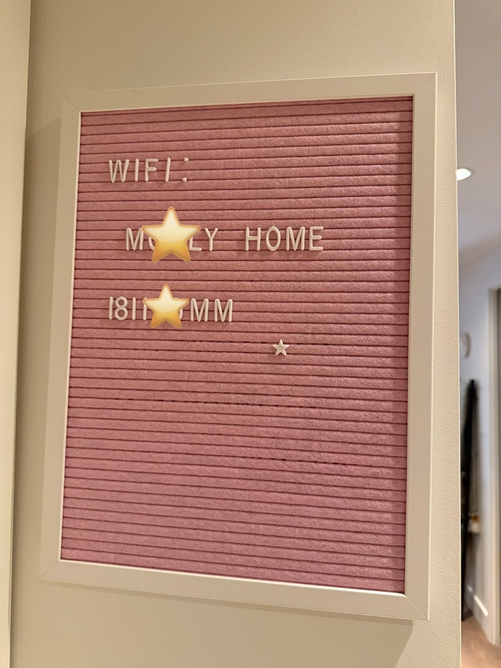 Pink and white letter board
